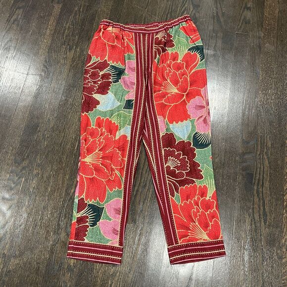 Farm Rio Pants - Farm Rio Solar Chita Green Pants Women’s Large Multicolor Tropical Floral Bright